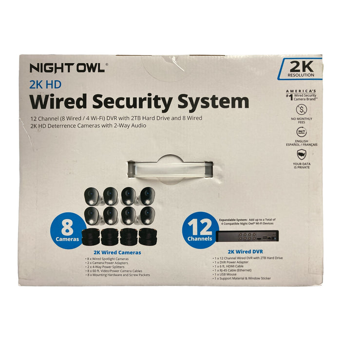 Night Owl 2K HD Wired Security System, 8 Cameras with 2 Way Audio, 2TB Harddrive