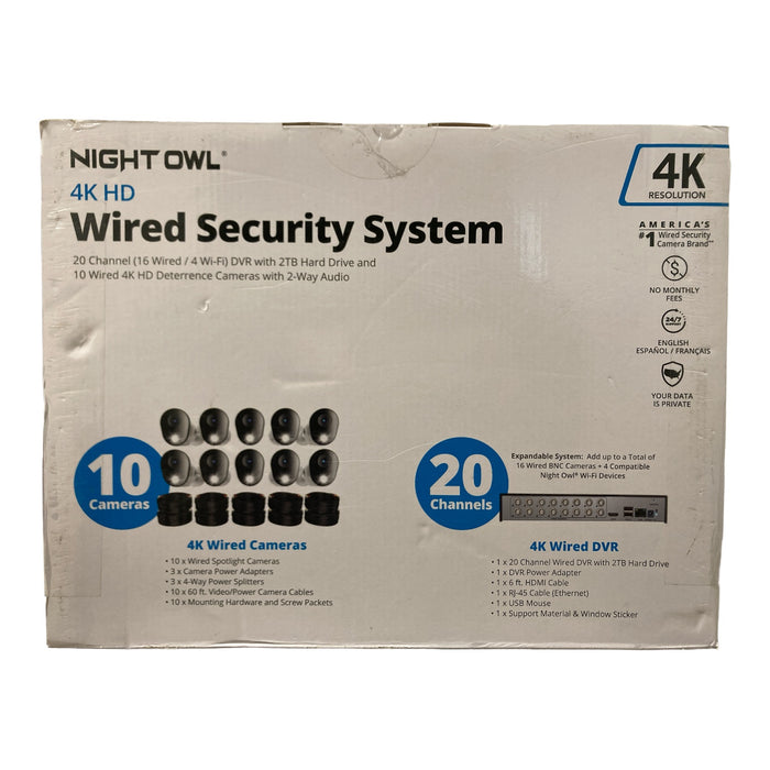 Night Owl 20 Channel DVR, 2TB HD, 10 Wired 4K HD Camera System, CL-FT8D2-1610L