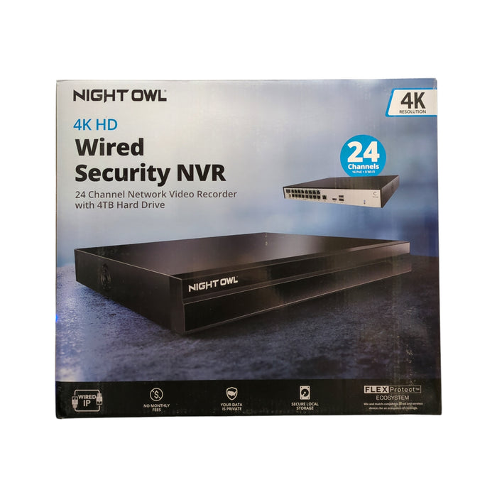 Night Owl Wired Security NVR, 24 Channel, 4TB Hard Drive, NVR-FTN8-164