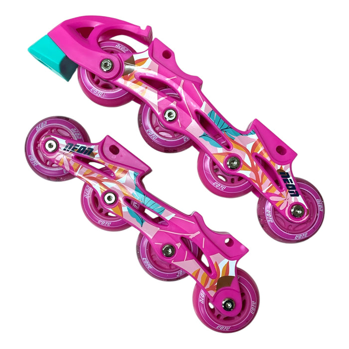 NEON 2-in-1 Kids Combo Skates with Light-up Wheels, Adjustable Size 12-2, Pink