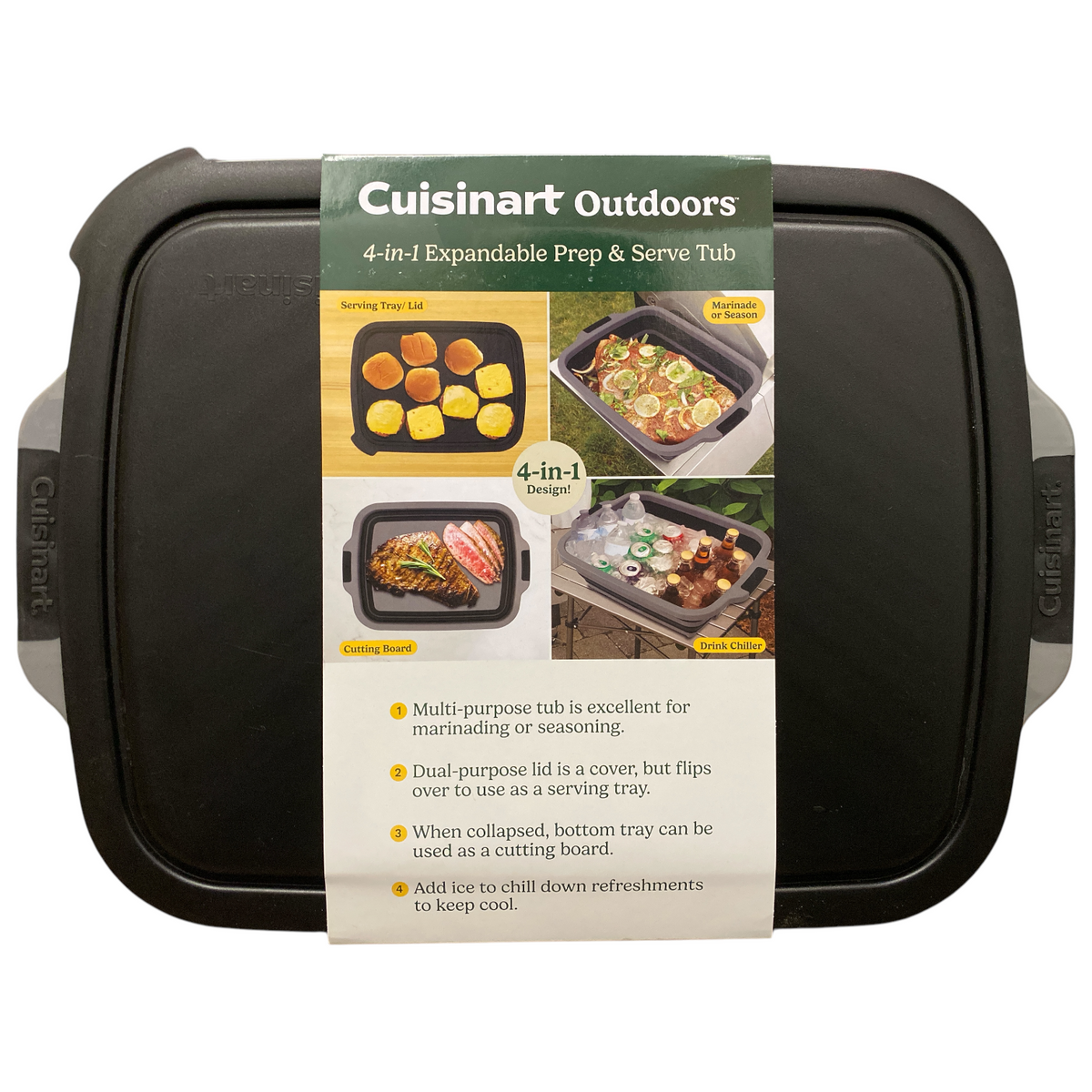 Cuisinart 4-in-1 Expandable Prep and Serve Tub with Removable Drain Po ...