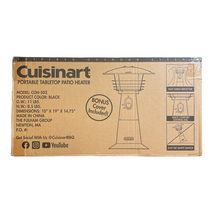 Cuisinart 11,000 BTU Lightweight Portable Tabletop Patio Heater COH-502, Black