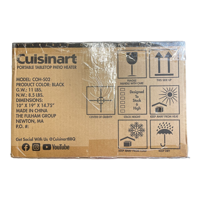Cuisinart 11,000 BTU Lightweight Portable Tabletop Patio Heater COH-502, Black