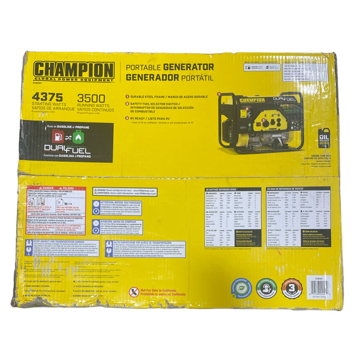 Champion Global Power Equipment 3500/4375 Watt Duel Fuel Portable Generator