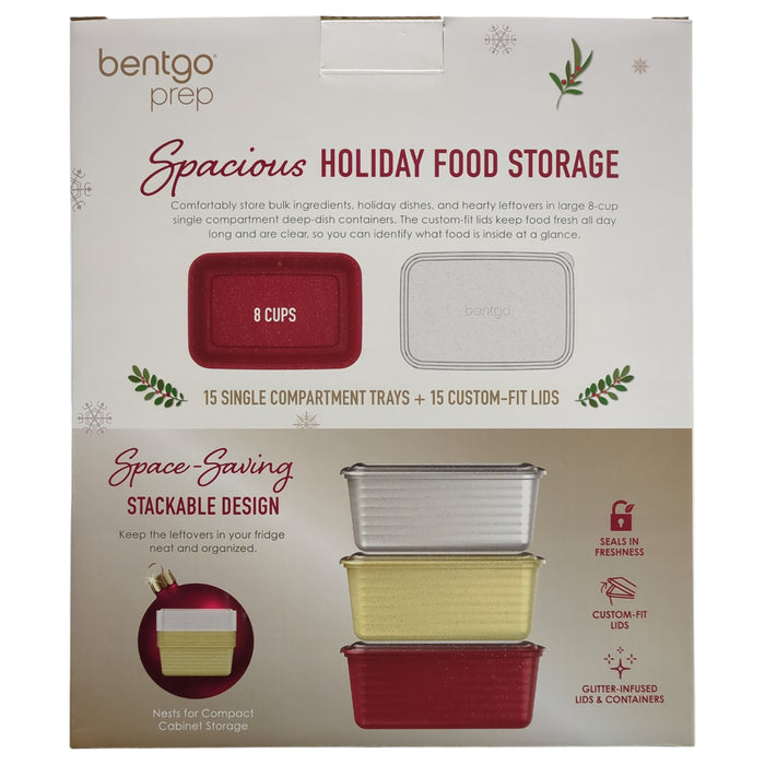 Bentgo Prep 30pc Deep-Dish Food Storage Set, Holiday Glitter Collection