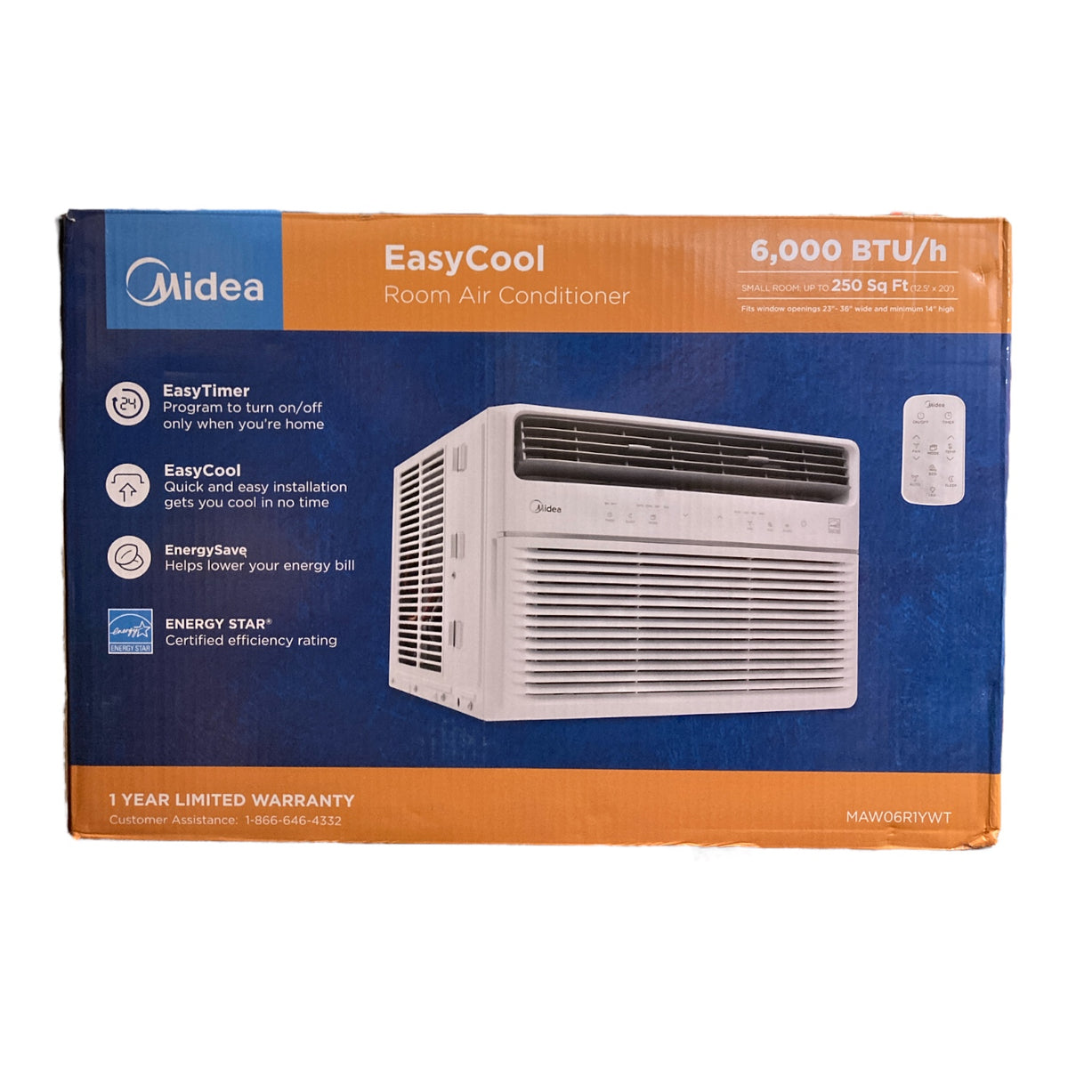 Easycool Midea EasyCool 6,000BTU Window Air Conditioner MAW06R1YWT, White ...