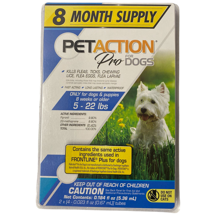 PetAction Pro for Dogs 5 to 22LBS, 8 Doses