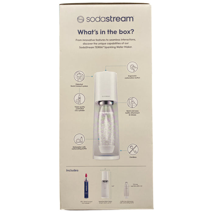 SodaStream Terra Sparkling Water Maker with CO2 and Carbonating Bottle, White