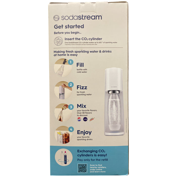 SodaStream Terra Sparkling Water Maker with CO2 and Carbonating Bottle, White