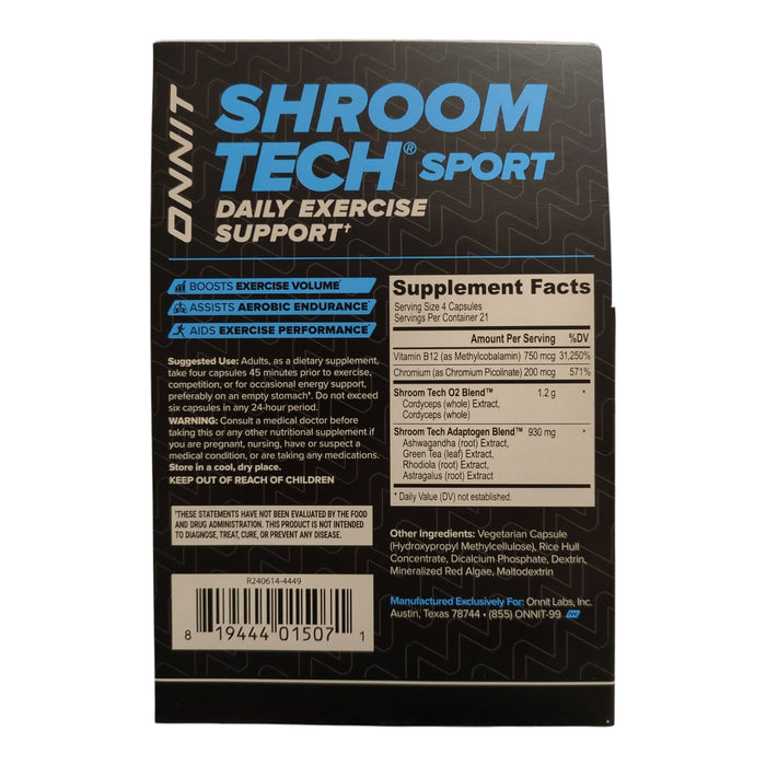 ONNIT Shroom Tech Sport Pre-Workout Energy Support Supplement Capsules, 84 ct