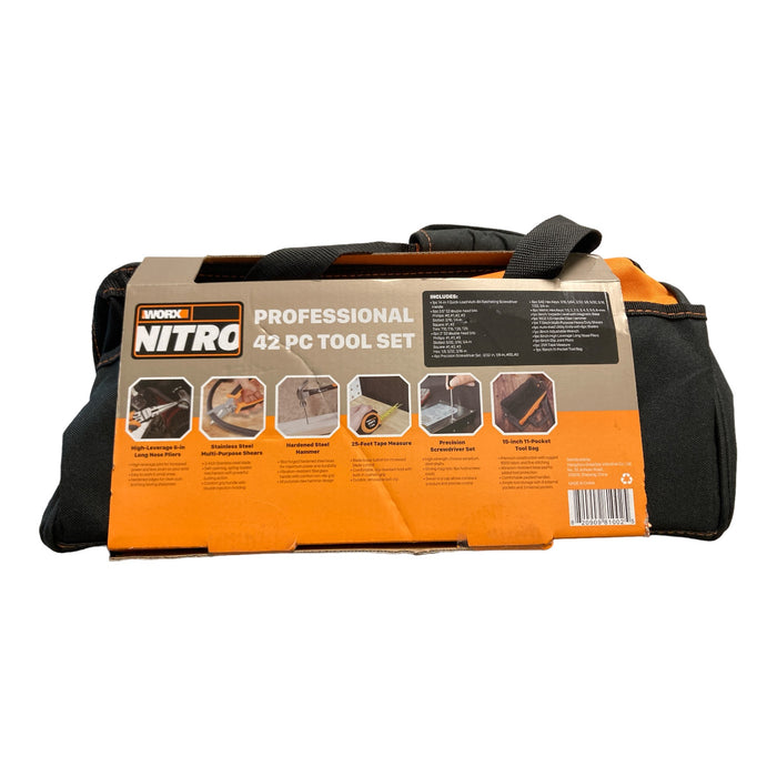 Worx NITRO Professional 42-Piece Tool Set, Rugged Tool Bag