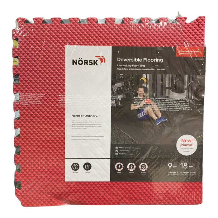 Norsk 25" x 25" Commercial Grade Reversible Floor Mats, 9 Tile Pieces