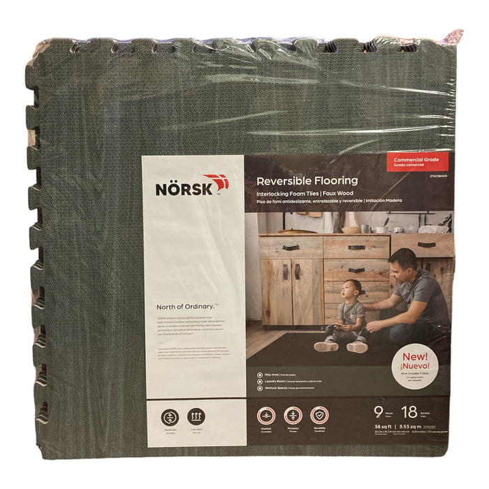 Norsk 25" x 25" Commercial Grade Reversible Floor Mats, 9 Tile Pieces