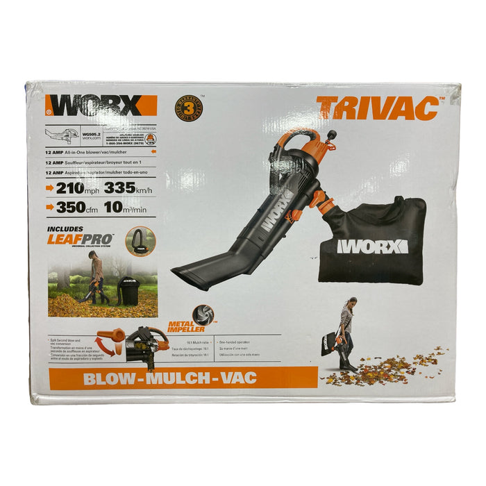 Worx TriVac Electric Corded 12 Amp Blower/Mulcher/Vacuum with Leafpro System