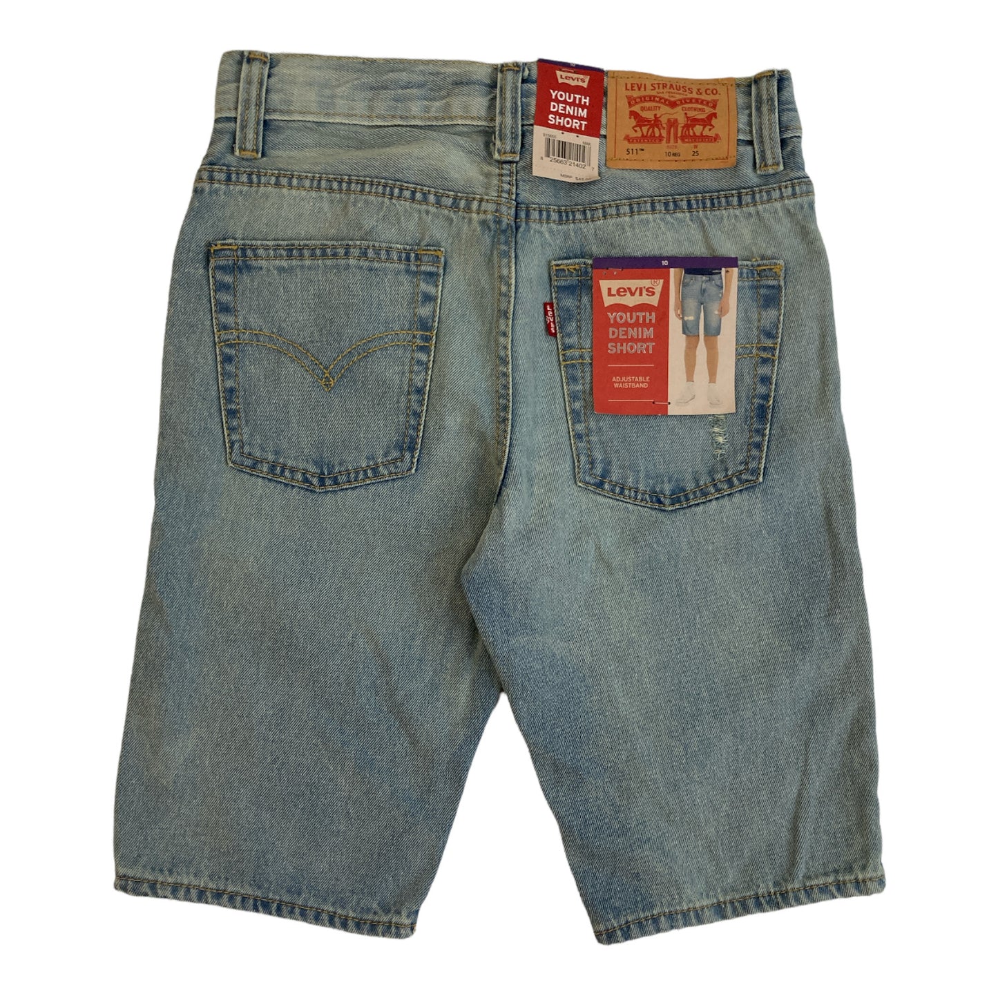 Levi's Boy's 511 Adjustable Waistband Slim Fit Distressed Denim Shorts