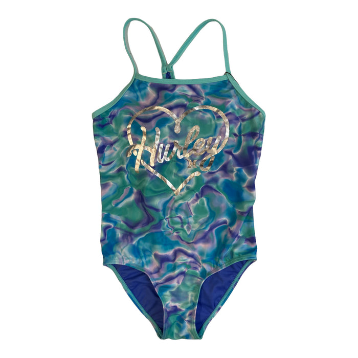 Hurley Girl's UPF 50+ Stretch Razor Back One-Piece Quick Dry Swimsuit