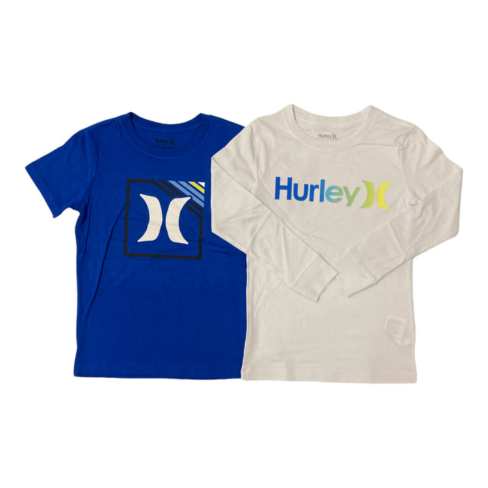 Hurley Boy's Classic Crew Neck Graphic Logo T-Shirt 2Pk