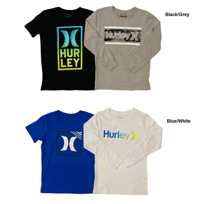 Hurley Boy's Classic Crew Neck Graphic Logo T-Shirt 2Pk