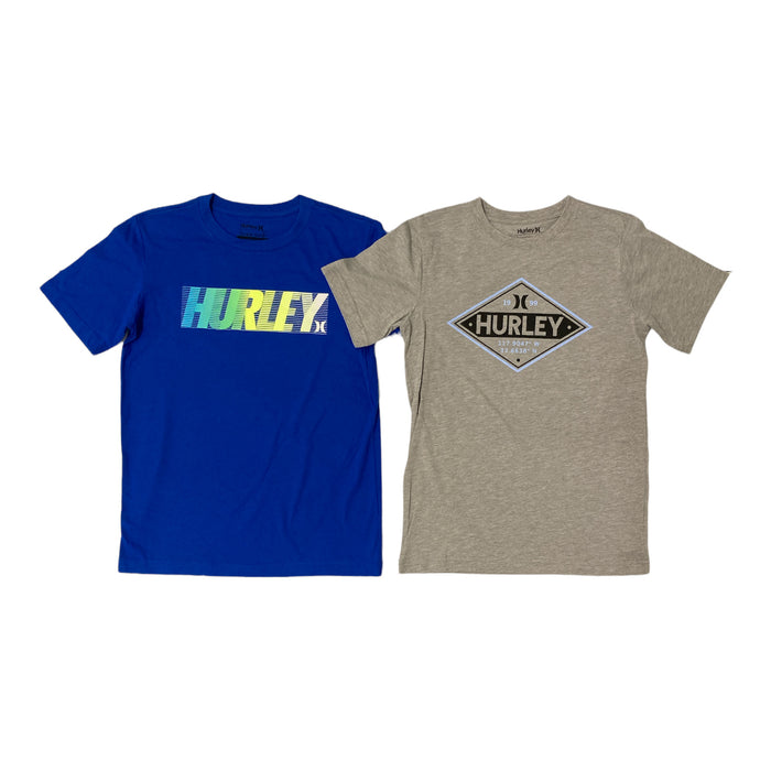 Hurley Boy's Short Sleeve Graphic Logo Crew Neck T-Shirt 2 Pack