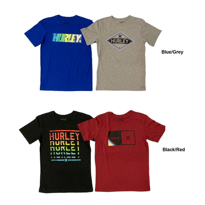 Hurley Boy's Short Sleeve Graphic Logo Crew Neck T-Shirt 2 Pack