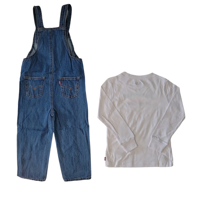 Levi's Toddler Boys Denim Overall and Long Sleeve Graphic Tee Set
