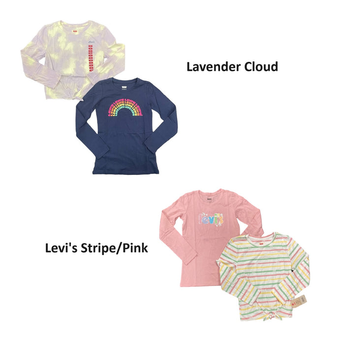 Levi's Girl's 2-Pack Long Sleeve Graphic Logo Print Crewneck Tee