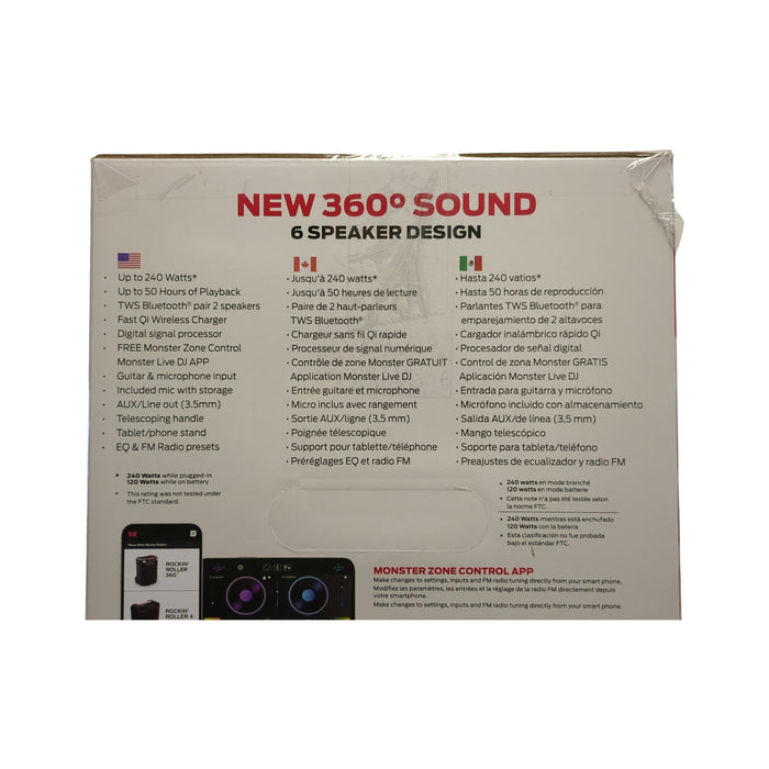 Monster Rockin Roller 360 Portable Indoor/Outdoor Bluetooth Speaker, Purple/Gold