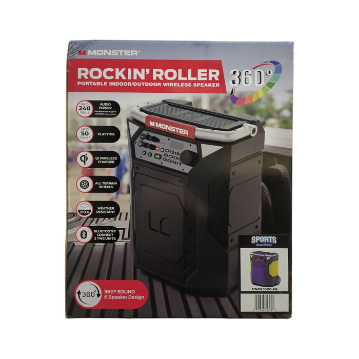 Monster Rockin Roller 360 Portable Indoor/Outdoor Bluetooth Speaker, Purple/Gold