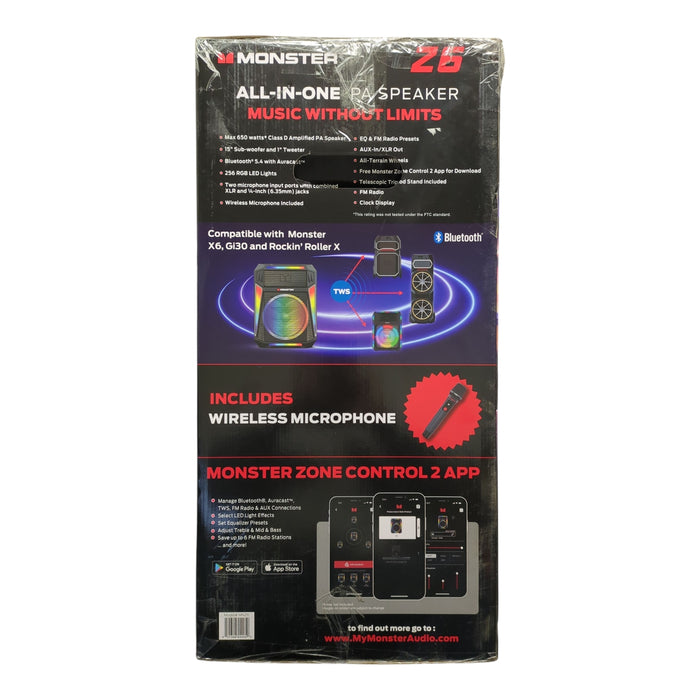 Monster Z6 All-in-One PA Bluetooth 650W Speaker System with Tripod Stand