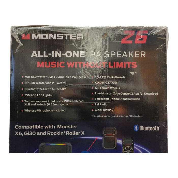 Monster Z6 All-in-One PA Bluetooth 650W Speaker System with Tripod Stand