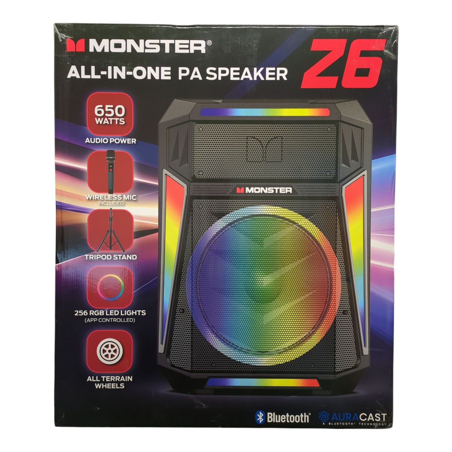 Monster Z6 All-in-One PA Bluetooth 650W Speaker System with Tripod Sta ...