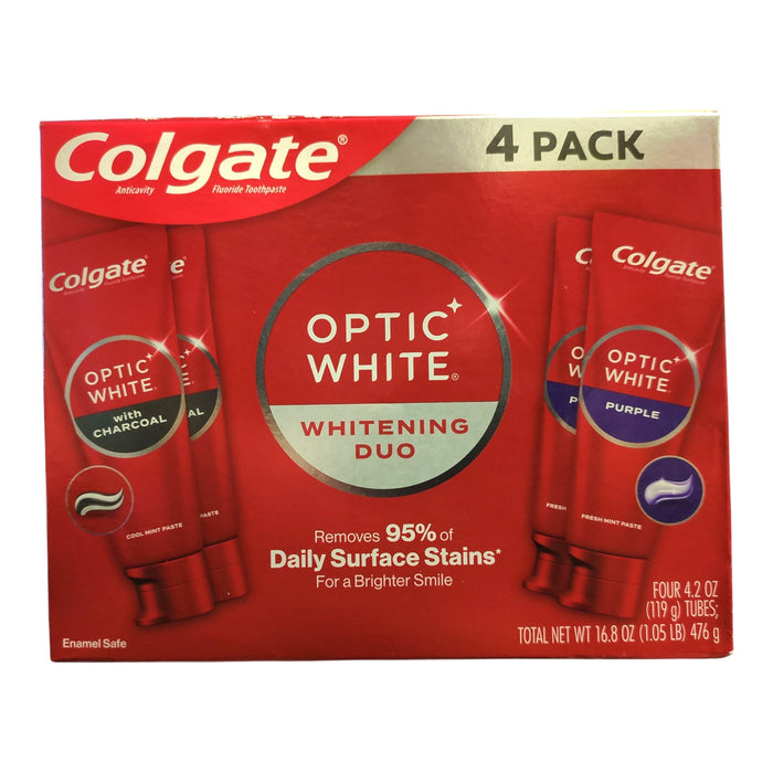 Colgate Optic White Whitening Duo Whitening Toothpaste, 4.2 oz., 4pk