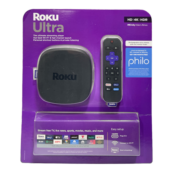 Ultra Pro Roku Roku Ultra HD 4K HDR Ultimate Streaming Player w/ Voice Remote Pro ...