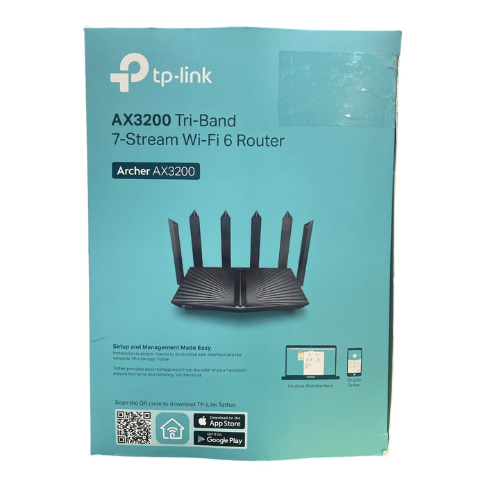 TP-Link 7 Stream WiFi 6 Router Dual Band Gigabit Wireless Router, Archer AX3200