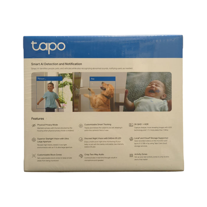 TP-Link Plug-in 2K Tapo Pan-Tilt Indoor Security Camera, White