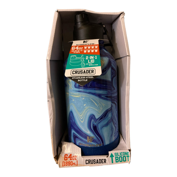 Hydraflow Triple Walled Stainless Steel Crusader Bottle, 64Oz
