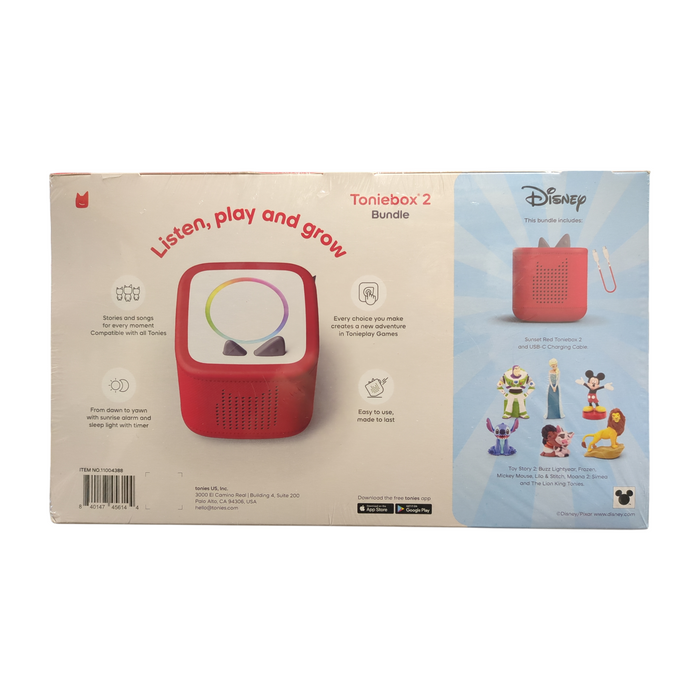 Tonies Disney Toniebox 2 Bundle with 6 Tonies Sunset Red