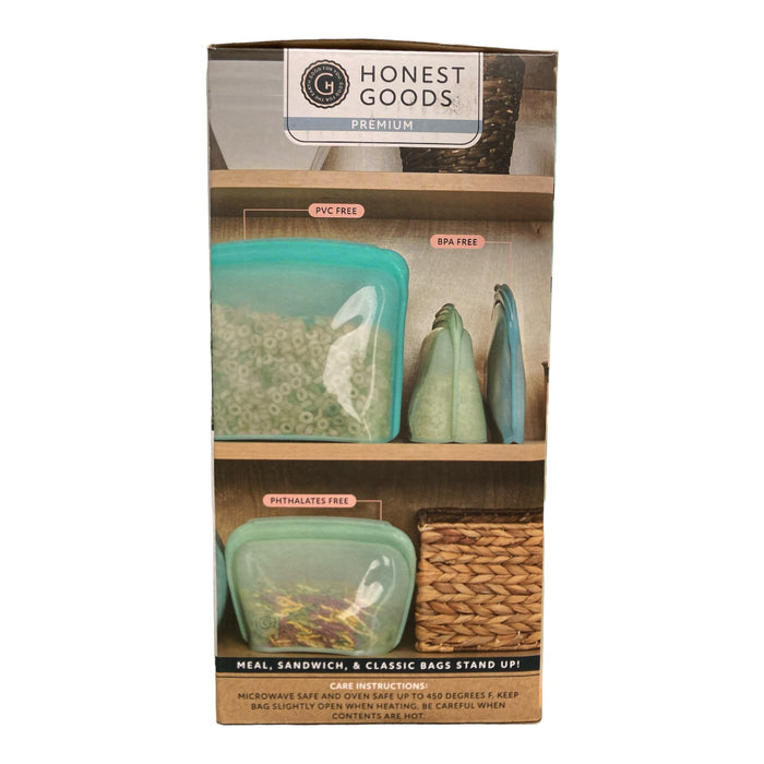 Honest Goods Silicone Food Grade Reusable Storage Bag, 7 Pack