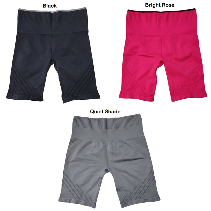 Ryka Women's High Waist Ribbed Workout Bike Shorts