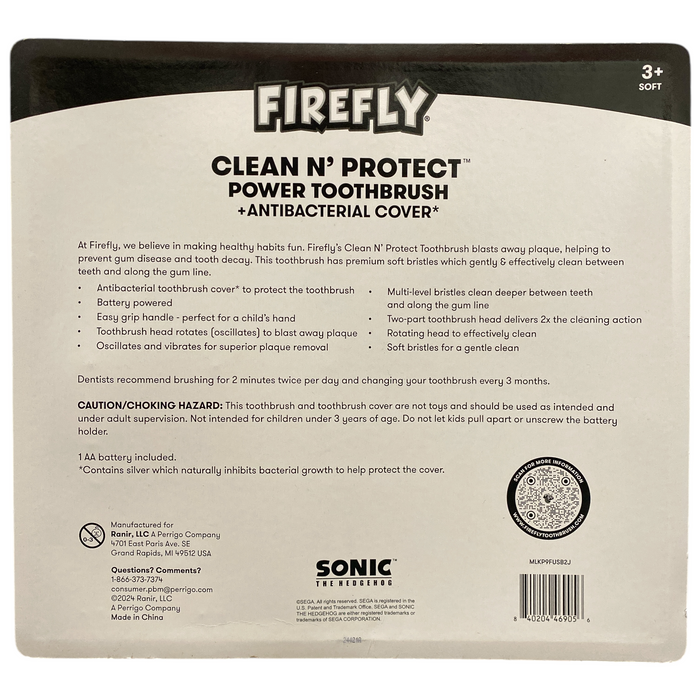 FireFly Clean N' Protect Power Toothbrush & Brush Cover, 3 ct