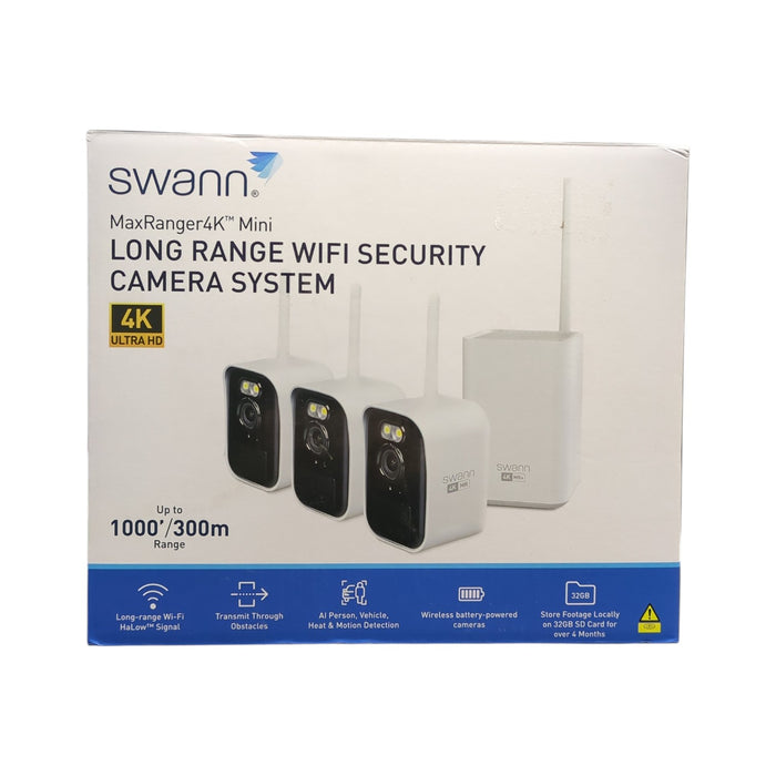 Swann MaxRanger Mini 4K Wireless NVR Security System, 3-Pack