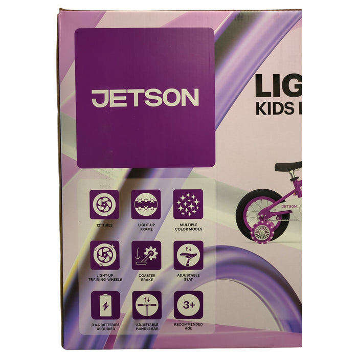 Jetson Light Rider Light Up Bike, 12" Wheels, Adjustable Handle Bar/Seat, Purple