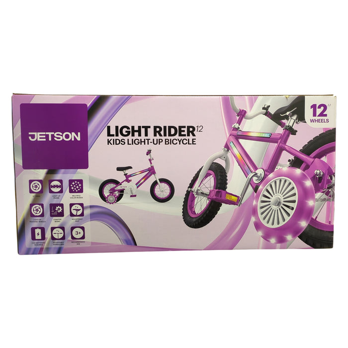 Jetson Light Rider Light Up Bike, 12" Wheels, Adjustable Handle Bar/Seat, Purple