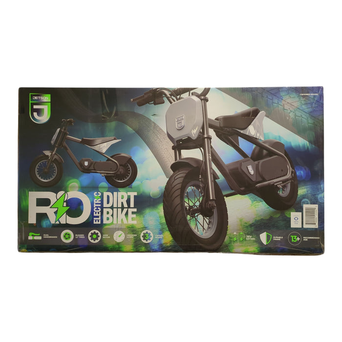 Jetson RIO Kids 36-Volt Electric Motocross Style Dirt Bike, Black/Grey
