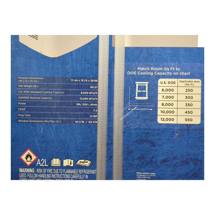 Midea 8,000 DOE, 12, 000 BTU ASHRAE SmartCool Portable Air Conditioner