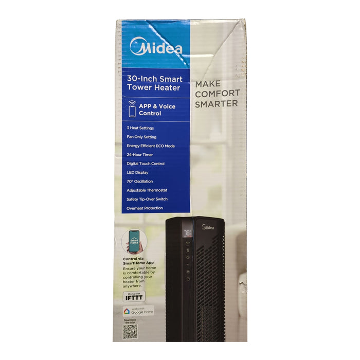 Midea 1500W 30" Smart Tower Heater with Wi-Fi App and Voice Remote Control
