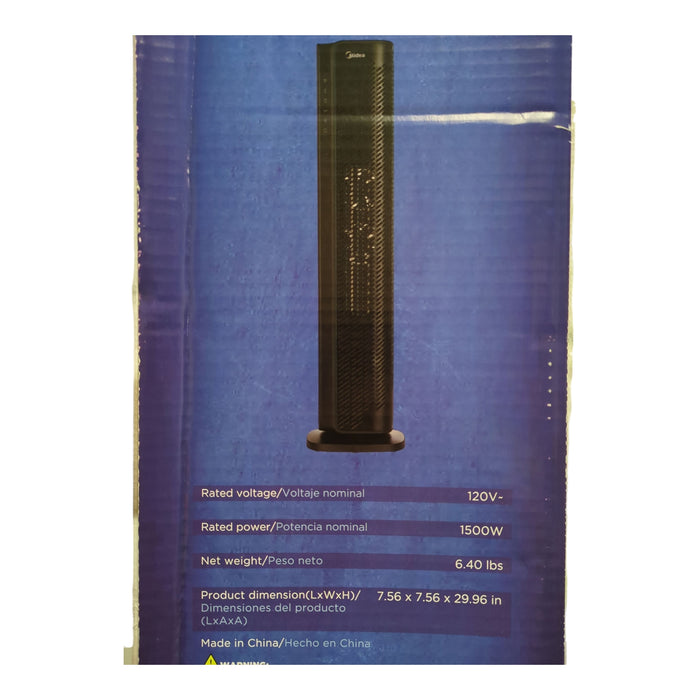 Midea 1500W 30" Smart Tower Heater with Wi-Fi App and Voice Remote Control