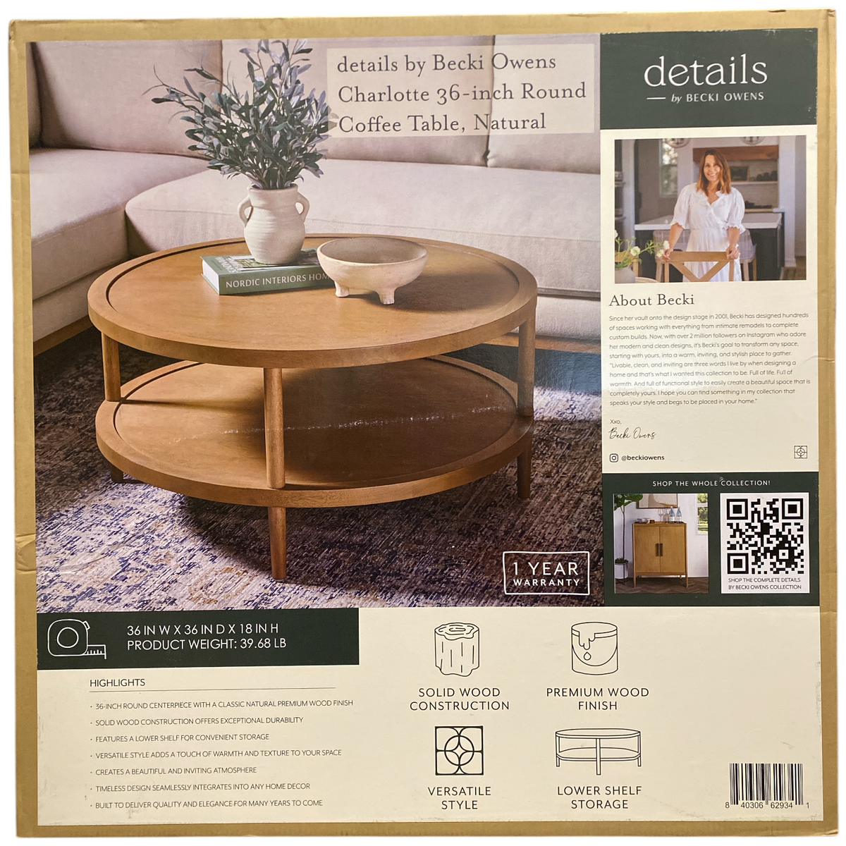 details by Becki Owens Charlotte Round Coffee Table, Natural ...