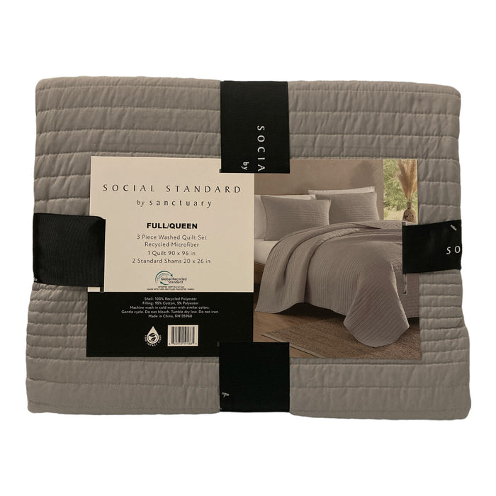 Social Standard By Sanctuary Full/Queen 3 Piece Washed Quilt Set