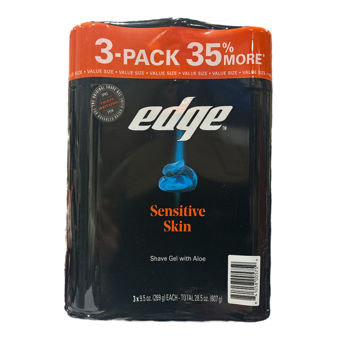 Edge Sensitive Skin Shaving Gel with Aloe for Men, 9.5 oz., 3 Pack